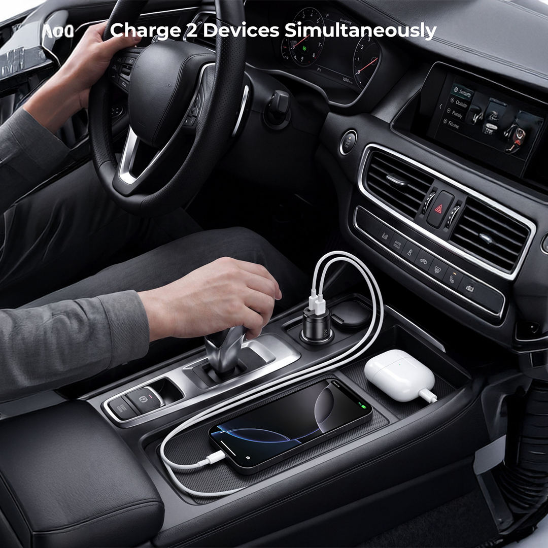 CC-A3P Enduro Nano AC 65W 2-Port Car Charger PD & QC