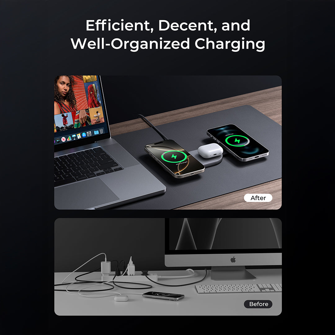 LC-MC314 Qi2.25W Foldable 3-in-1 Magnetic Fast Wireless Charger