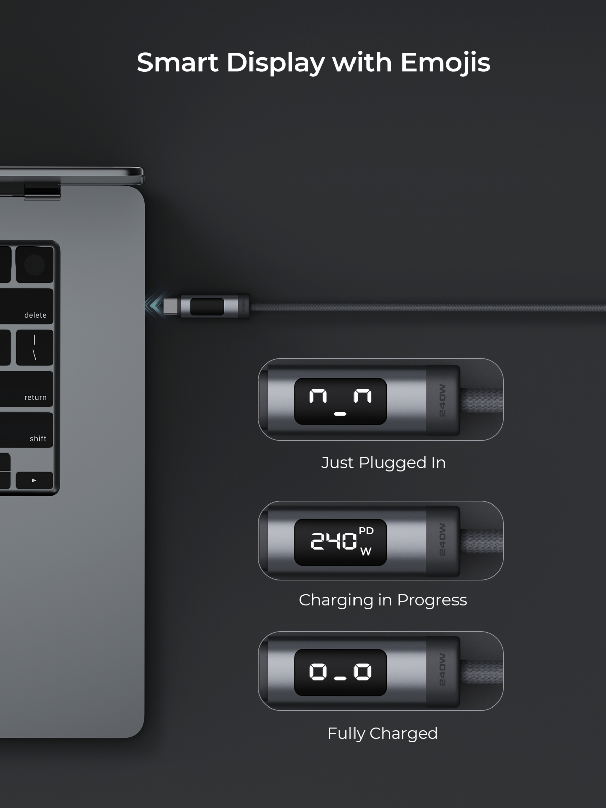 CB-DCC245 / CB-DCC246 Circlet Bink 240W EMO 1m / 2m DTY Braided USB-C to USB-C Cable w/ LED Display