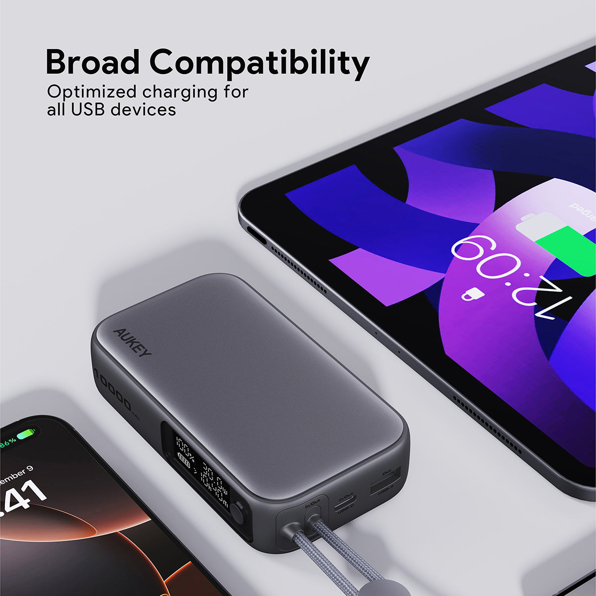 PB-Y47 Spark Sling 10000mAh 30W PD Power Bank With Built in USB C Cable