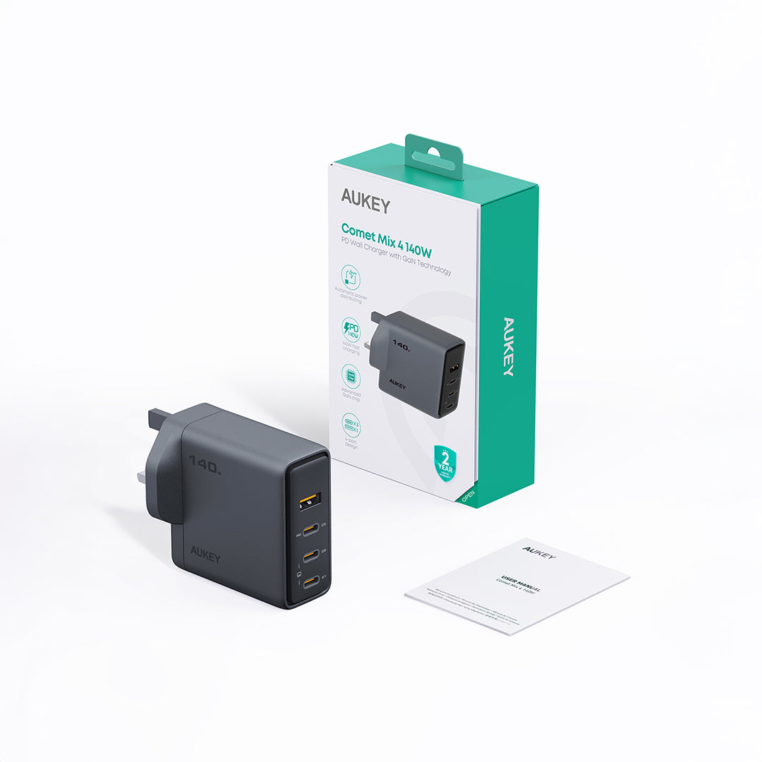 PA-C6 Comet Mix 4 140W PD 4-Port GaN Wall Charger with PPS for Laptop & Mobile