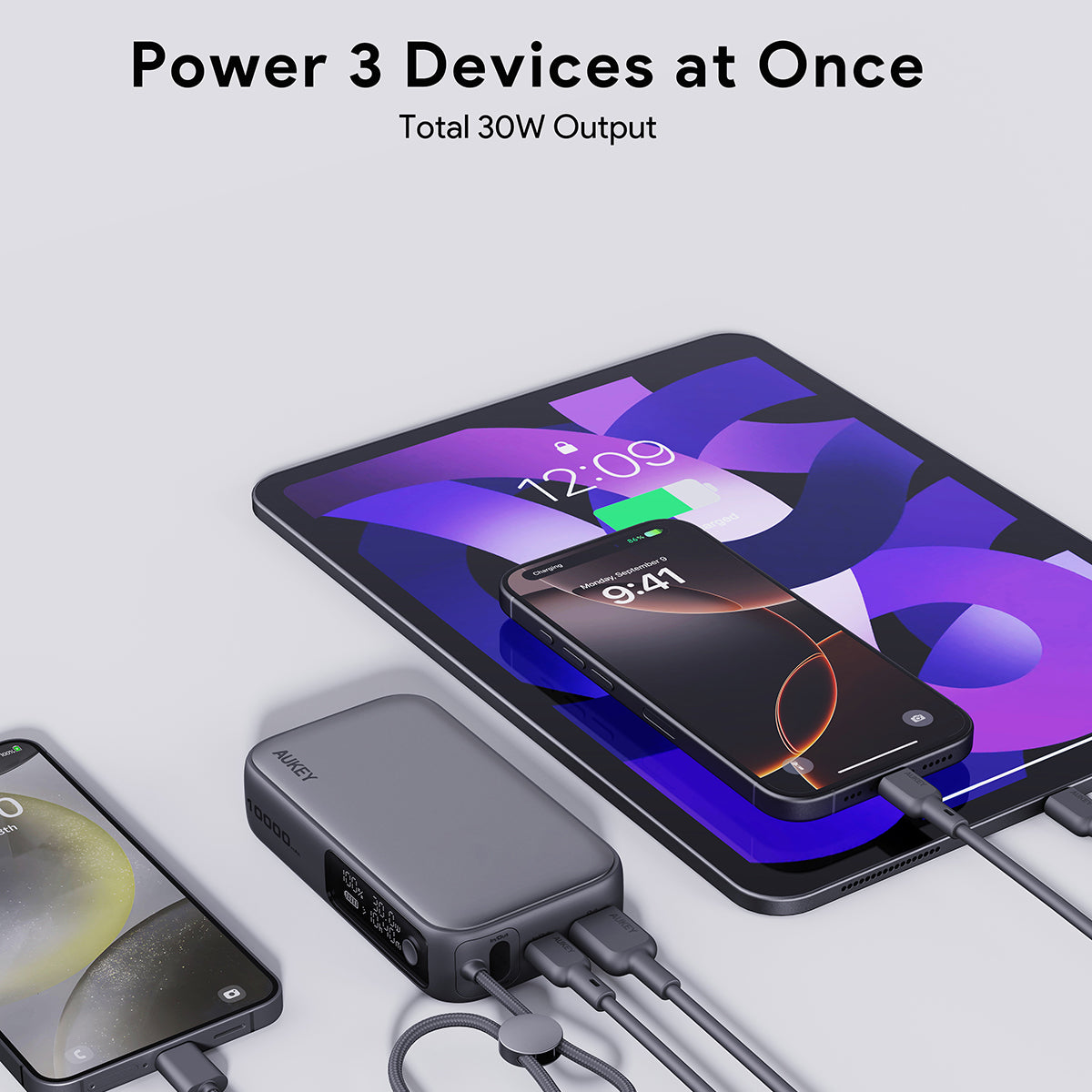 PB-Y47 Spark Sling 10000mAh 30W PD Power Bank With Built in USB C Cable