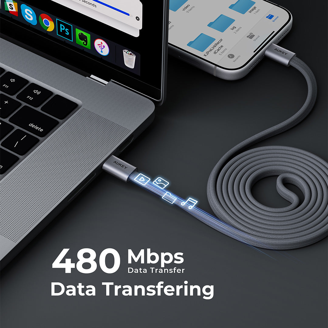 CB-DCC251 Circlet Blink 240W DTY Braided USB-C to USB-C Magnetic Cable - 1m