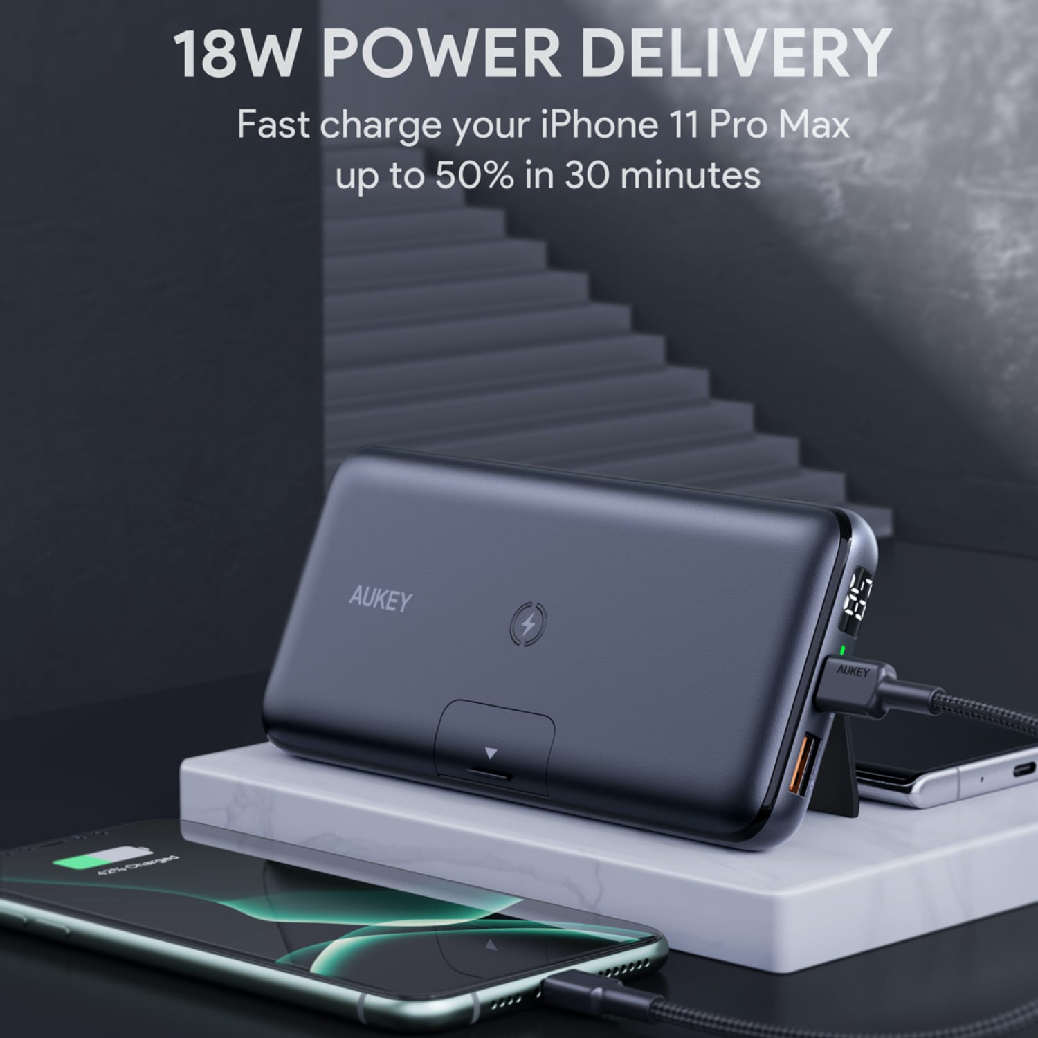 PB-WL03S 20W PD SCP QC 3.0 20000mAh Power Bank With Foldable Stand & 10W Wireless Charging
