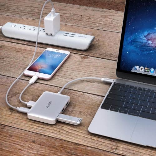 AUKEY CB-C60 6 In 1 USB Type C Hub USB 3.0 , HDMI Port 4K and 60W USB C PD Port - Aukey Malaysia Official Store