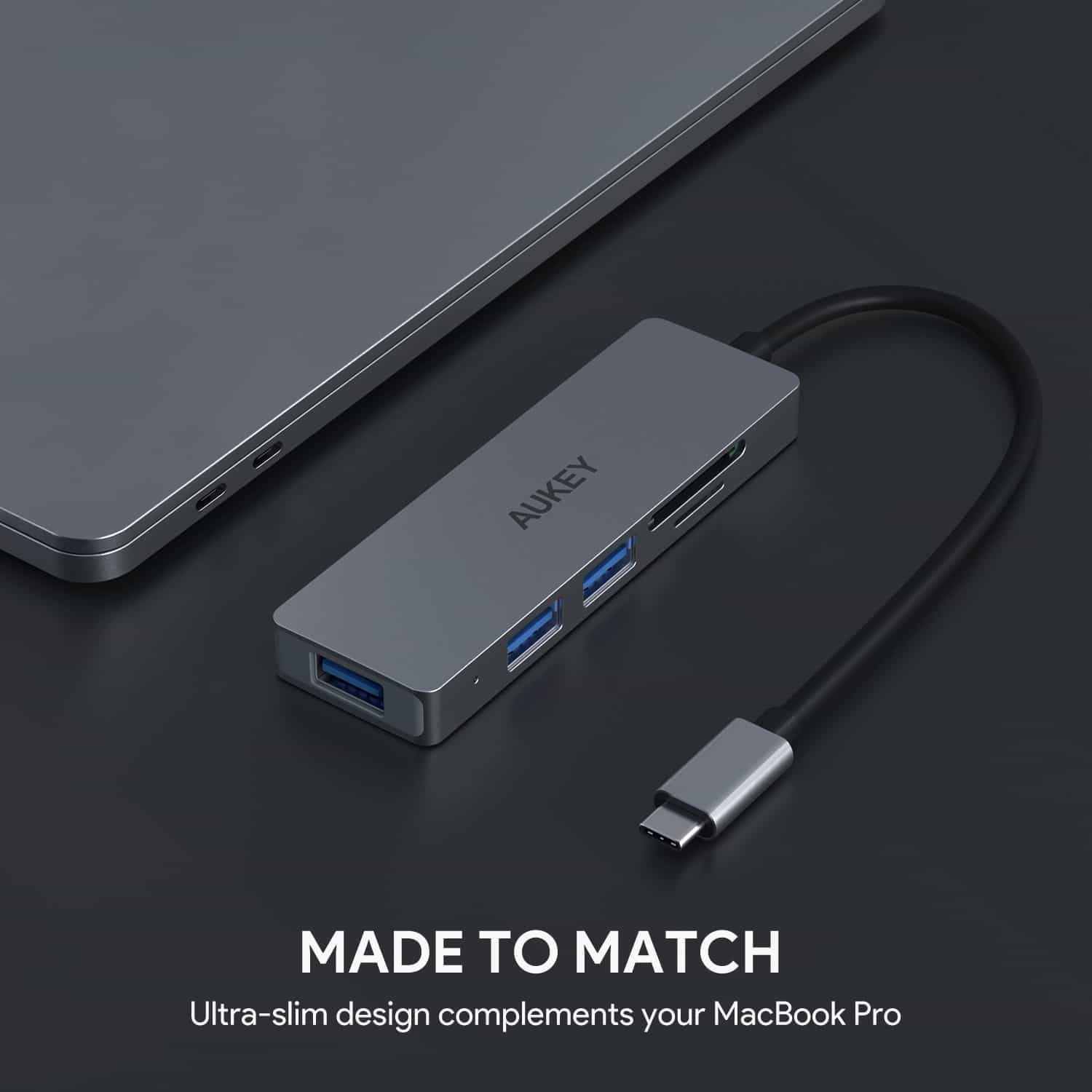 CB-C63 USB-C to 3-Port USB 3.0 Gen 1 Aluminum Hub with Card Reader